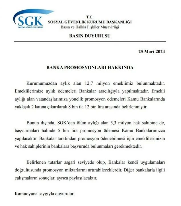SGK'dan emekli maaşı promosyonlarıyla ilgili yeni açıklama