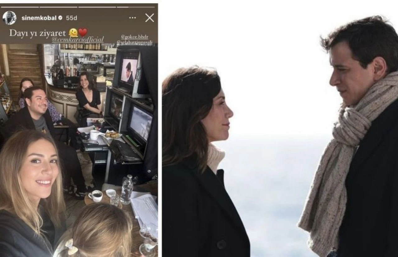 Sinem Kobal ve kızı Lalin'den Ömer setine sürpriz ziyaret