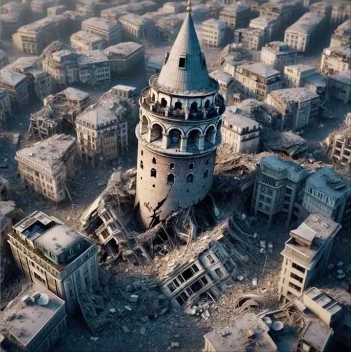 Büyük İstanbul depremi sonrası şehir nasıl gözükecek? Tüyler ürperten görselleri yapay zeka resmetti: Galata Kulesi, Ayasofya...