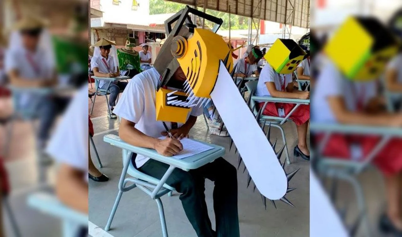 Kopyaya karşı garip önlem! Tuhaf şekilli dev şapkalar