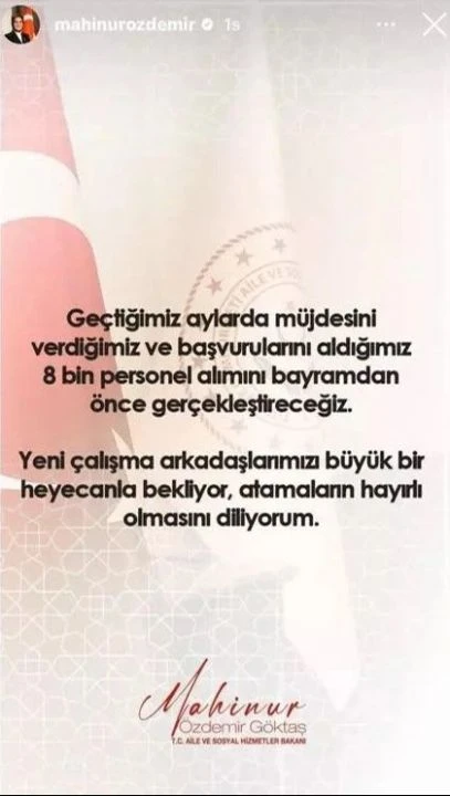 Aile Bakanı 8 bin eleman alımı için müjdeyi verdi, tarih belli oldu - 1. Resim