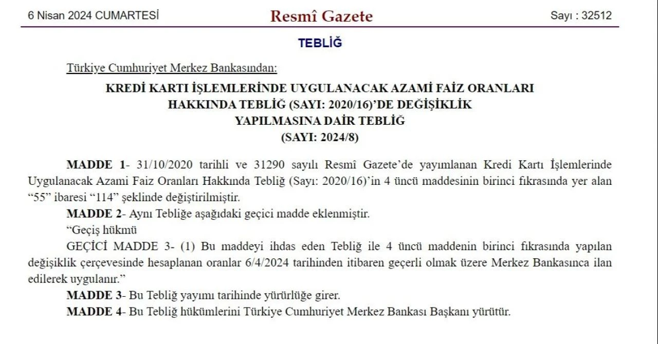 Son dakika! Kredi kartı faiz oranı değişti! Resmi Gazete'de yayınlandı Merkez Bankası'ndan açıklama