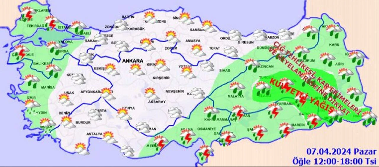 Meteoroloji'den 13 il için kuvvetli yağış uyarısı! Bugün hava nasıl olacak? İstanbul, Ankara, İzmir ve il il 7 Nisan hava durumu