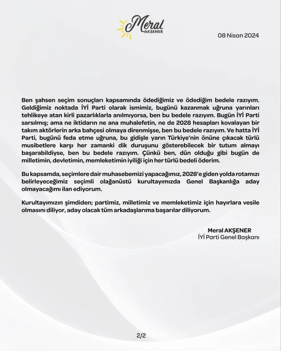 Meral Akşener aday olmayacak