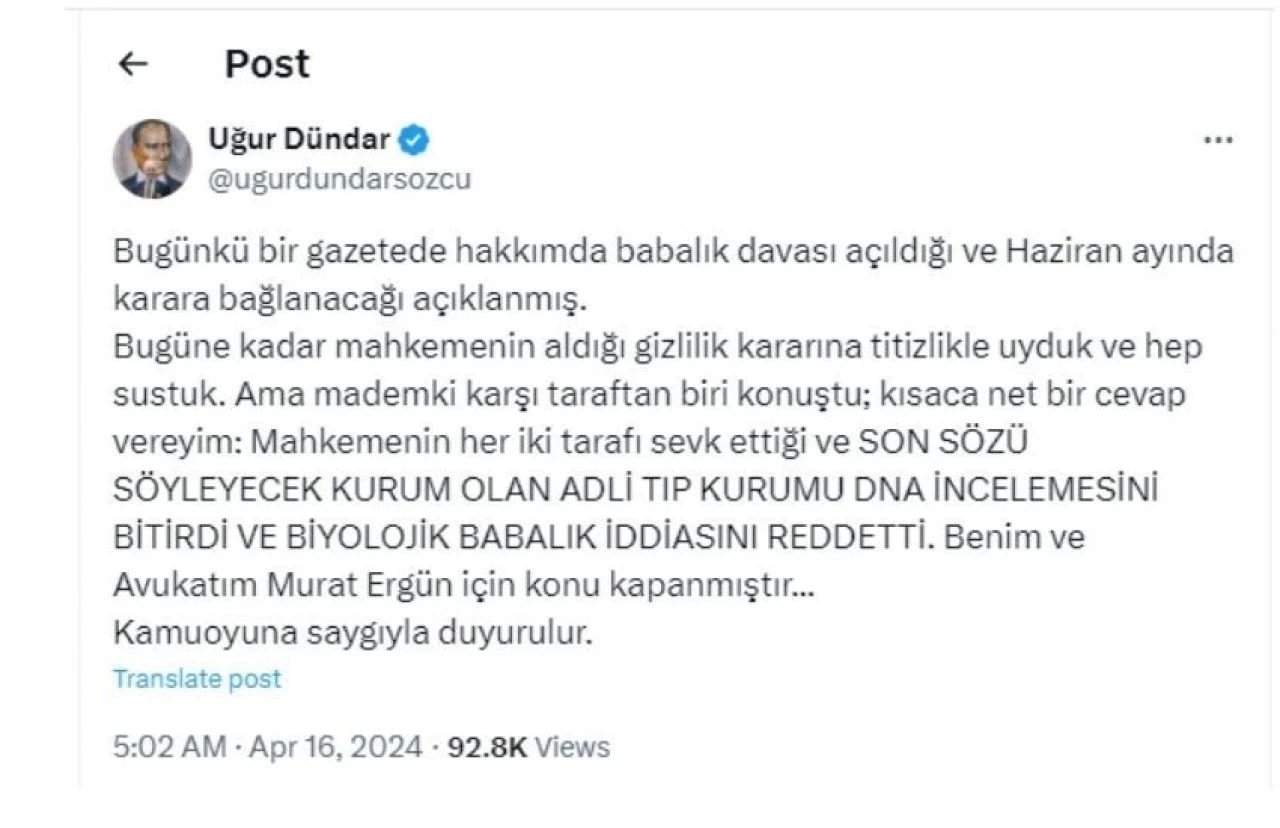 Metin Akpınar'ın kızı 'Ablamın babası da ünlü gazeteci ' demişti! Uğur Dündar'dan iddialara cevap verdi - 1. Resim