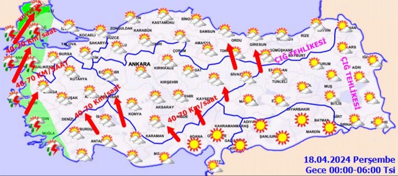 18 Nisan hava durumuna göre yarın gök gürültülü sağanak ve yağmur bekleniyor