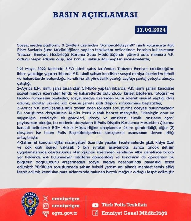 Emniyet ve Valilik'ten 'Bombacı Mülayim' açıklaması