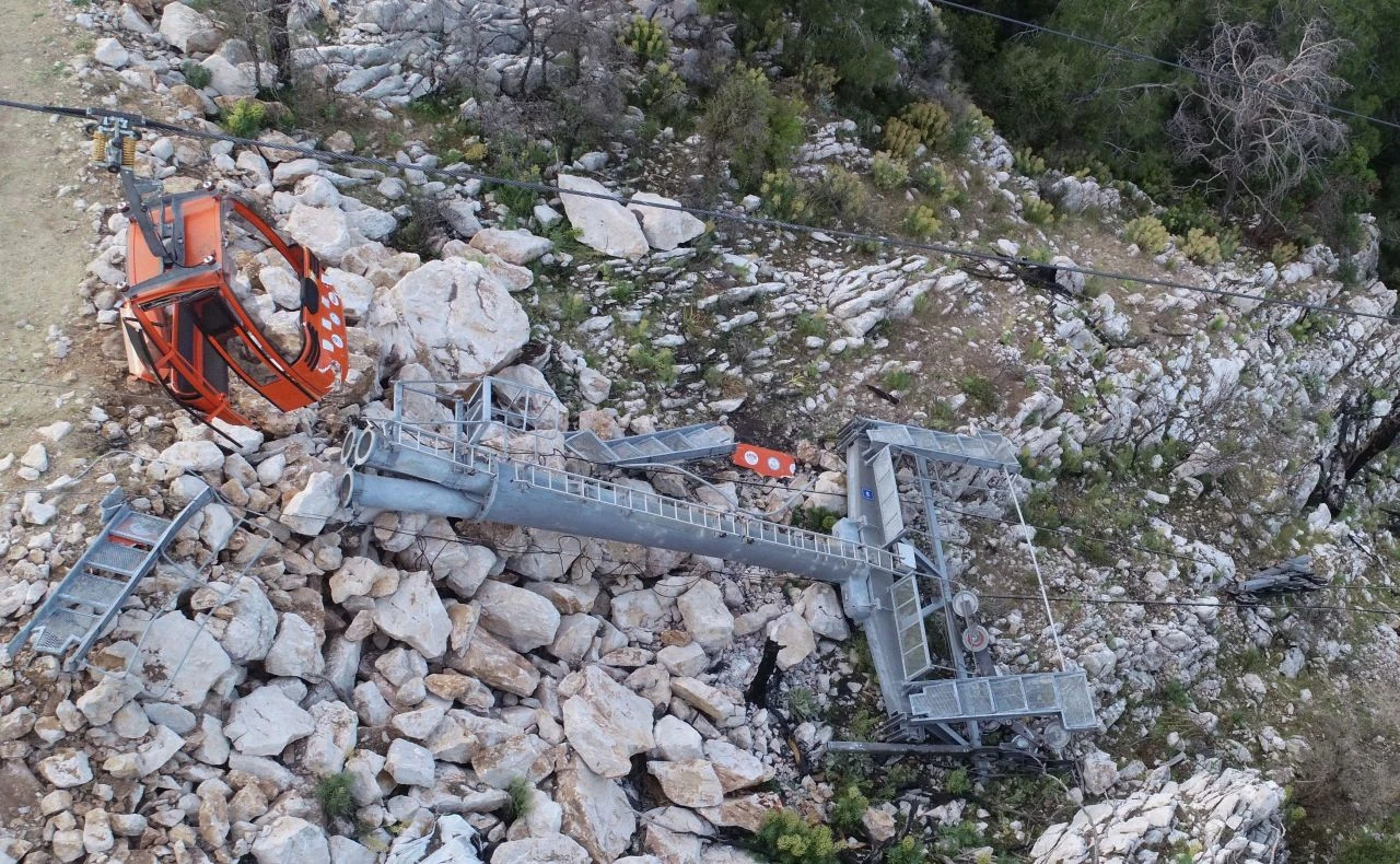 Teleferik faciasının ardından oluşan enkaz havadan görüntülendi - 1. Resim