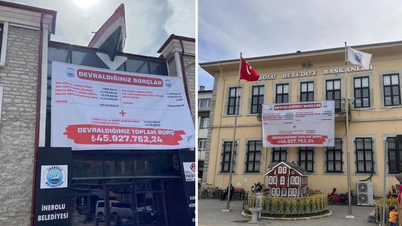 Devraldığı belediyenin tüm borçlarını binanın duvarına astırdı