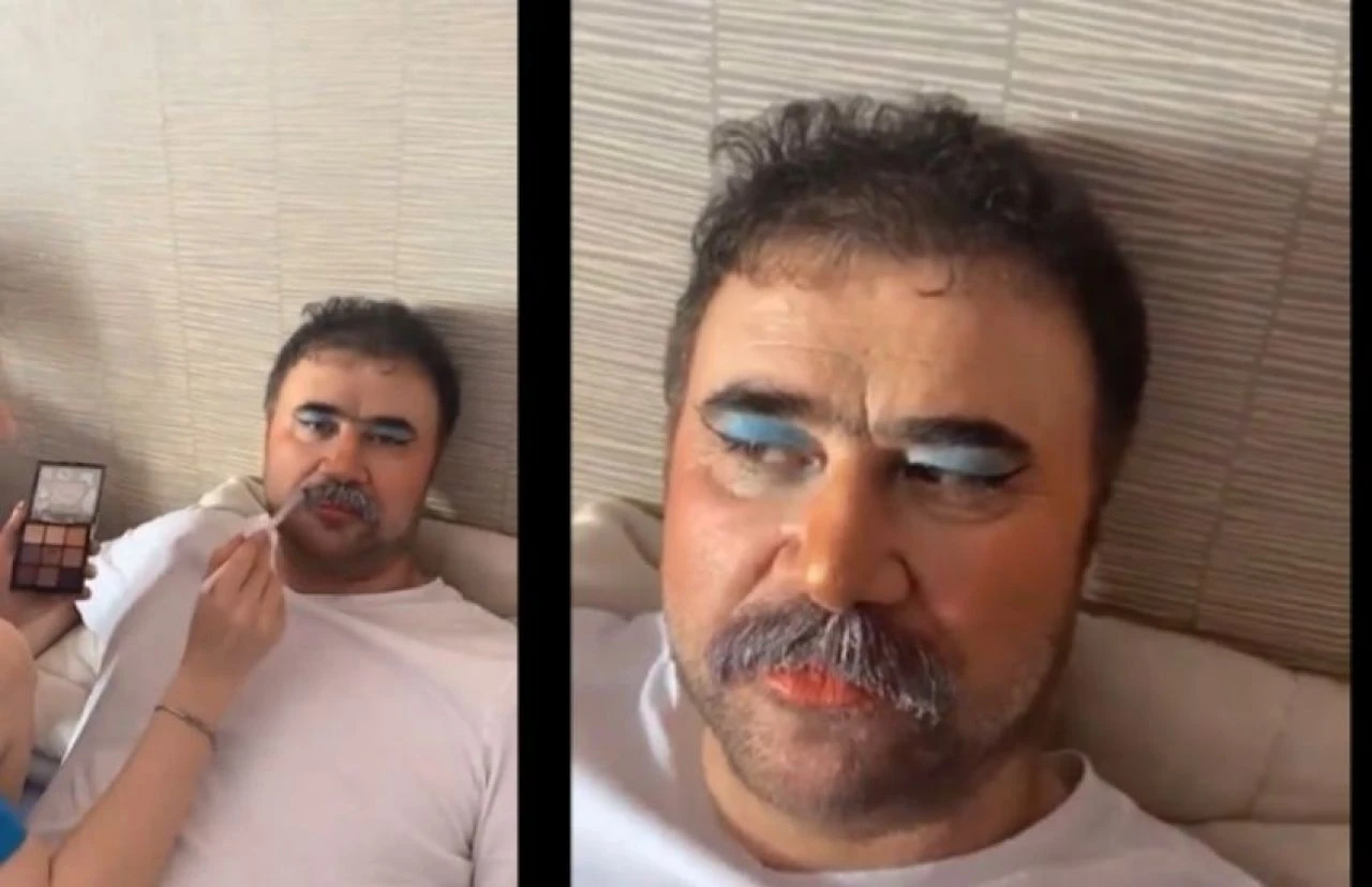 İbrahim Tatlıses'in kardeşi Hüseyin Tatlı makyaj yaptırdı!