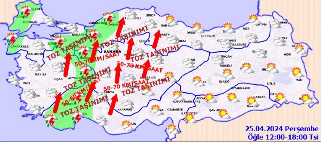 Meteoroloji'den yeni  rapor! 12 il için yağış alarmı... İstanbul, Ankara, İzmir ve il il 25 Nisan hava durumu - 2. Resim