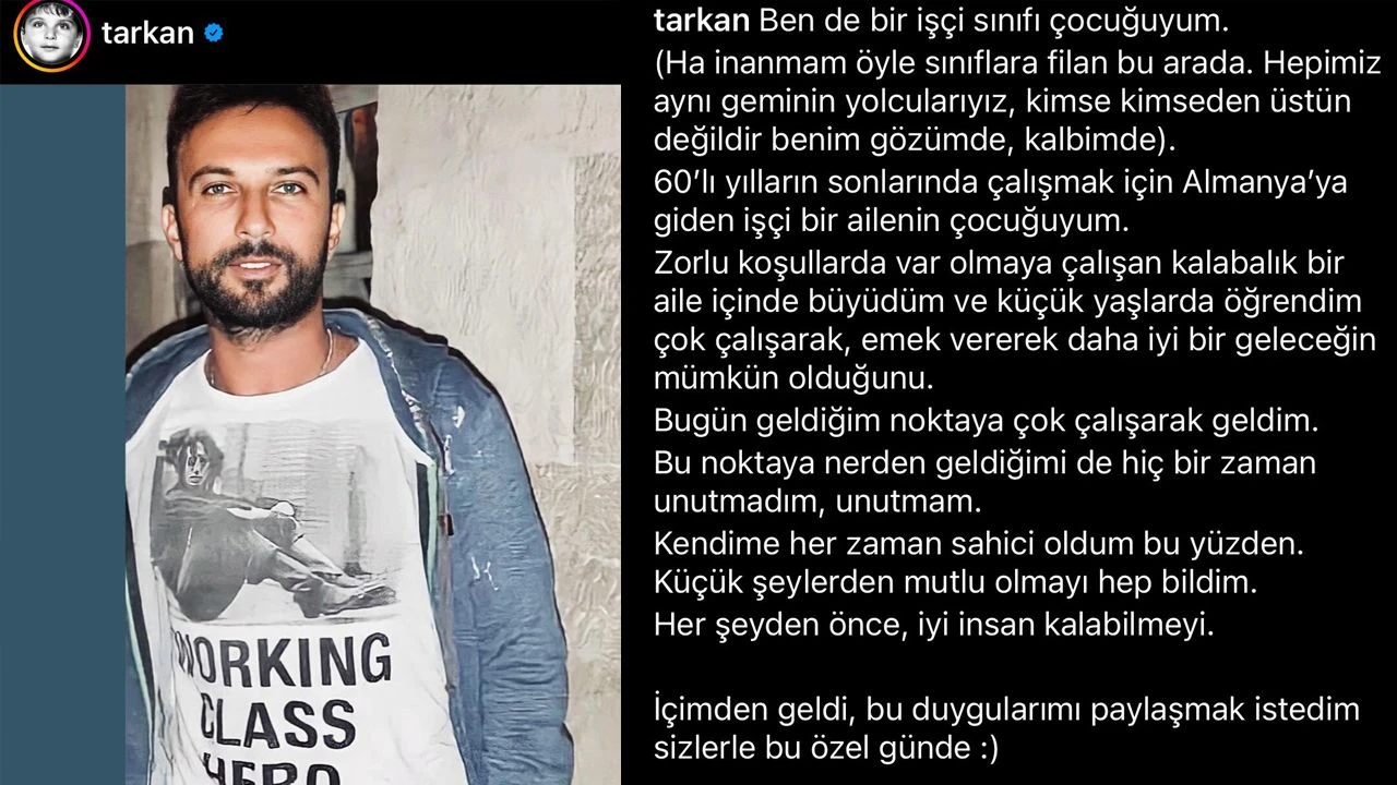 Tarkan'dan 1 Mayıs paylaşımı! Tişörtüyle de mesaj verdi - 1. Resim