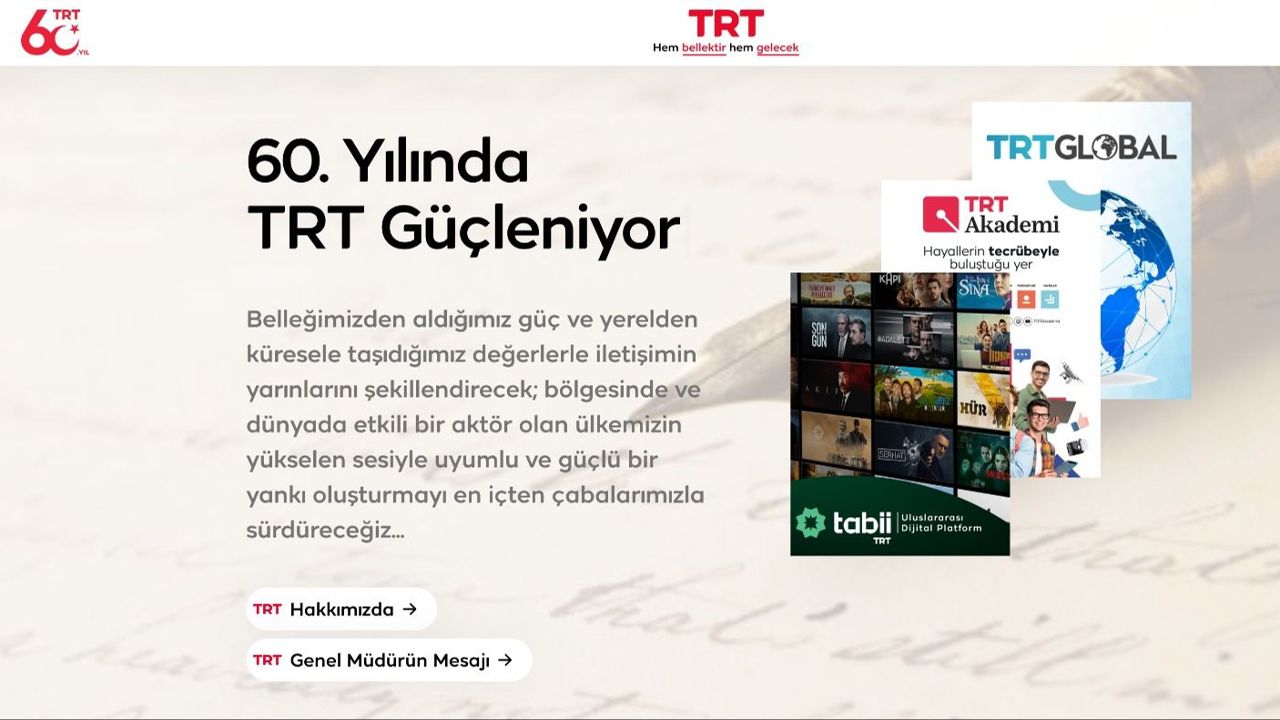 TRT’nin 60. Yılına Özel Web Sitesi Yayında