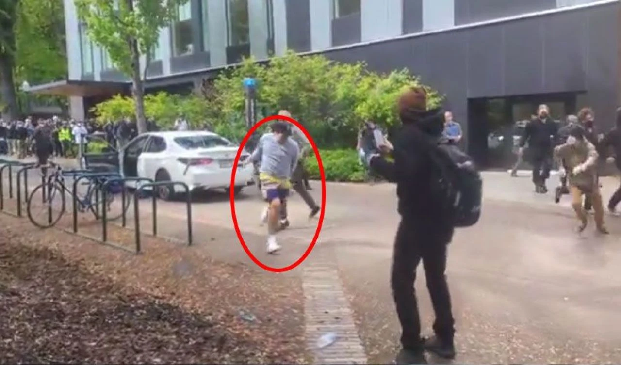 ABD'deki Filistin protestolarında hareketli dakikalar: Aracı kalabalığa sürdü, ortalık karıştı - 3. Resim