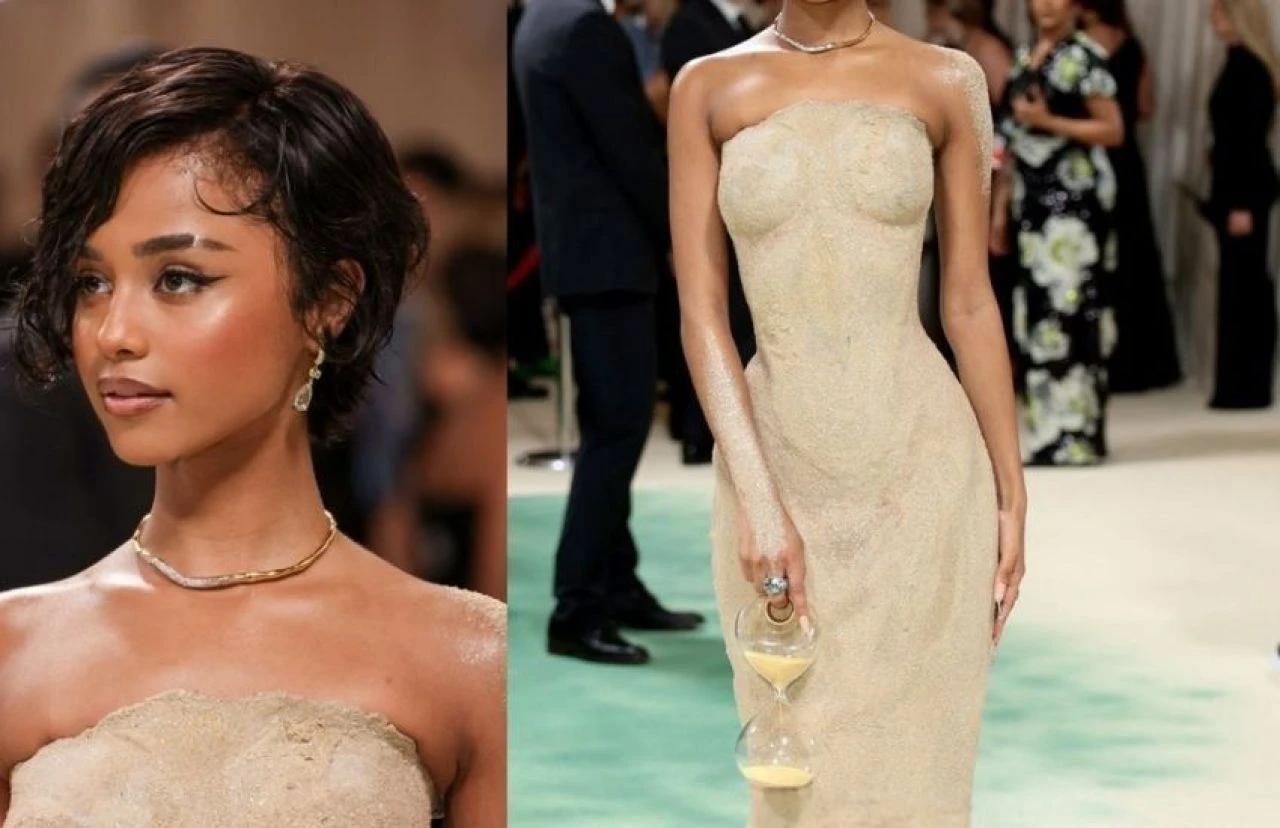 Met Gala'da şıklık yarışı! Tyla, kumdan elbisesiyle merdivenden çıkamadı