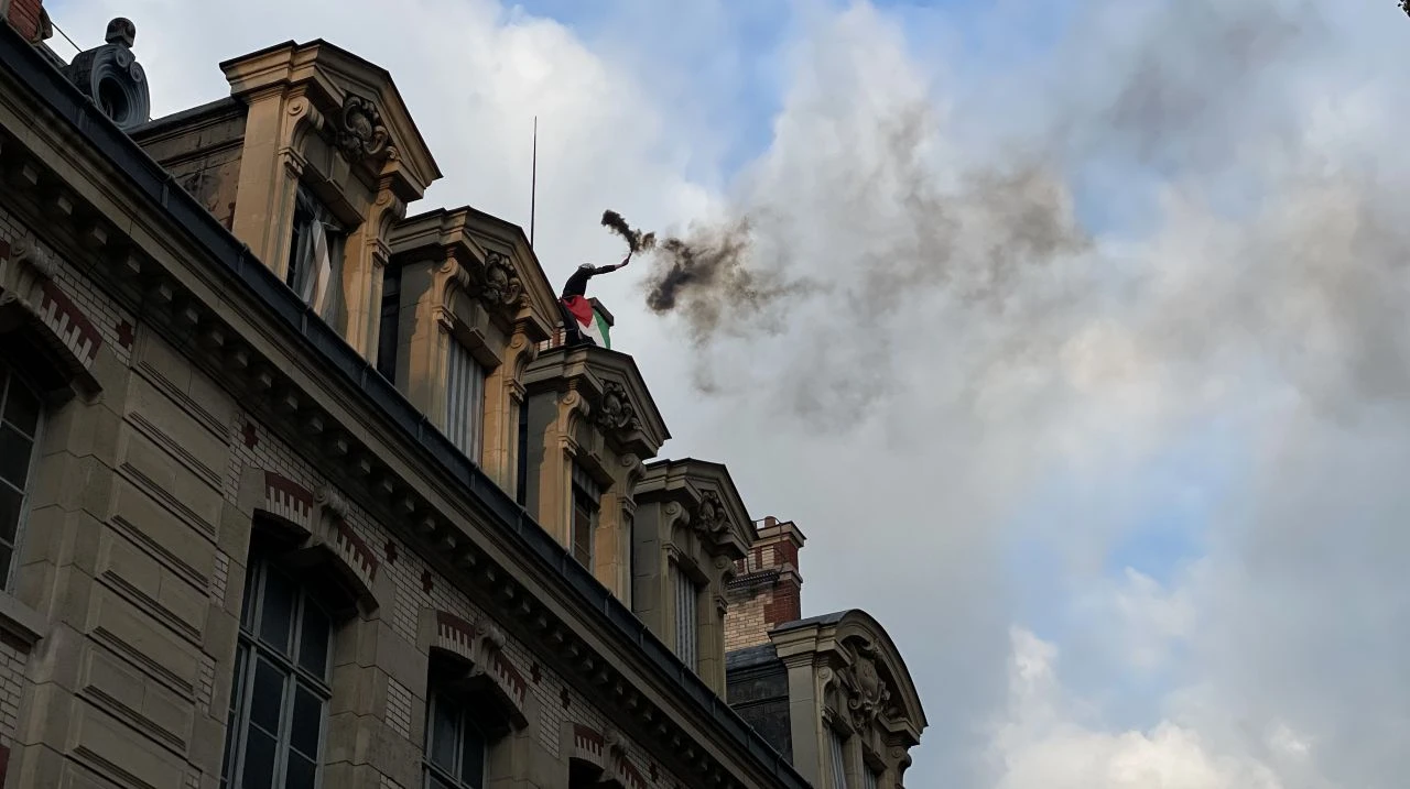 Fransa'da Filistin destekçisi öğrencilere polisten sert müdahale - 1. Resim