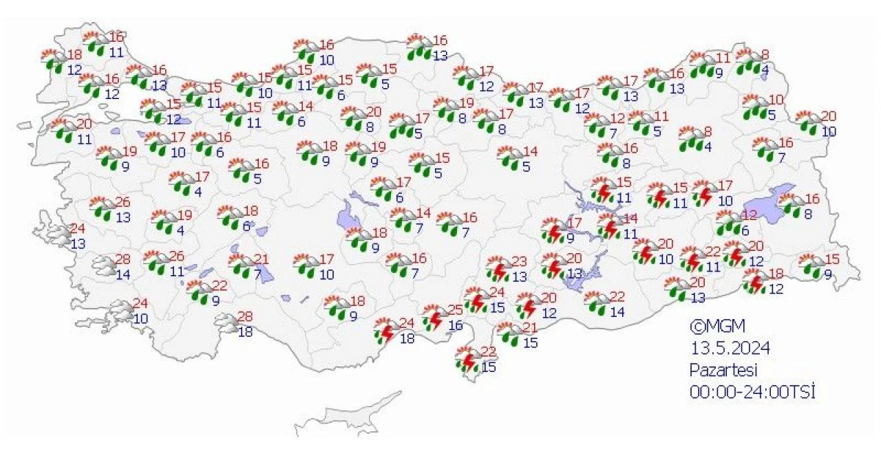 Meteoroloji'den yeni hafta hava durumu raporu: 13 Mayıs haritasında 16 ile sarı kod - 2. Resim