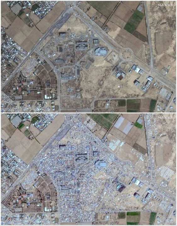 Filistinlilere zulüm uydu görüntüleriyle ortaya çıktı! İşte Refah'ta öncesi ve sonrası