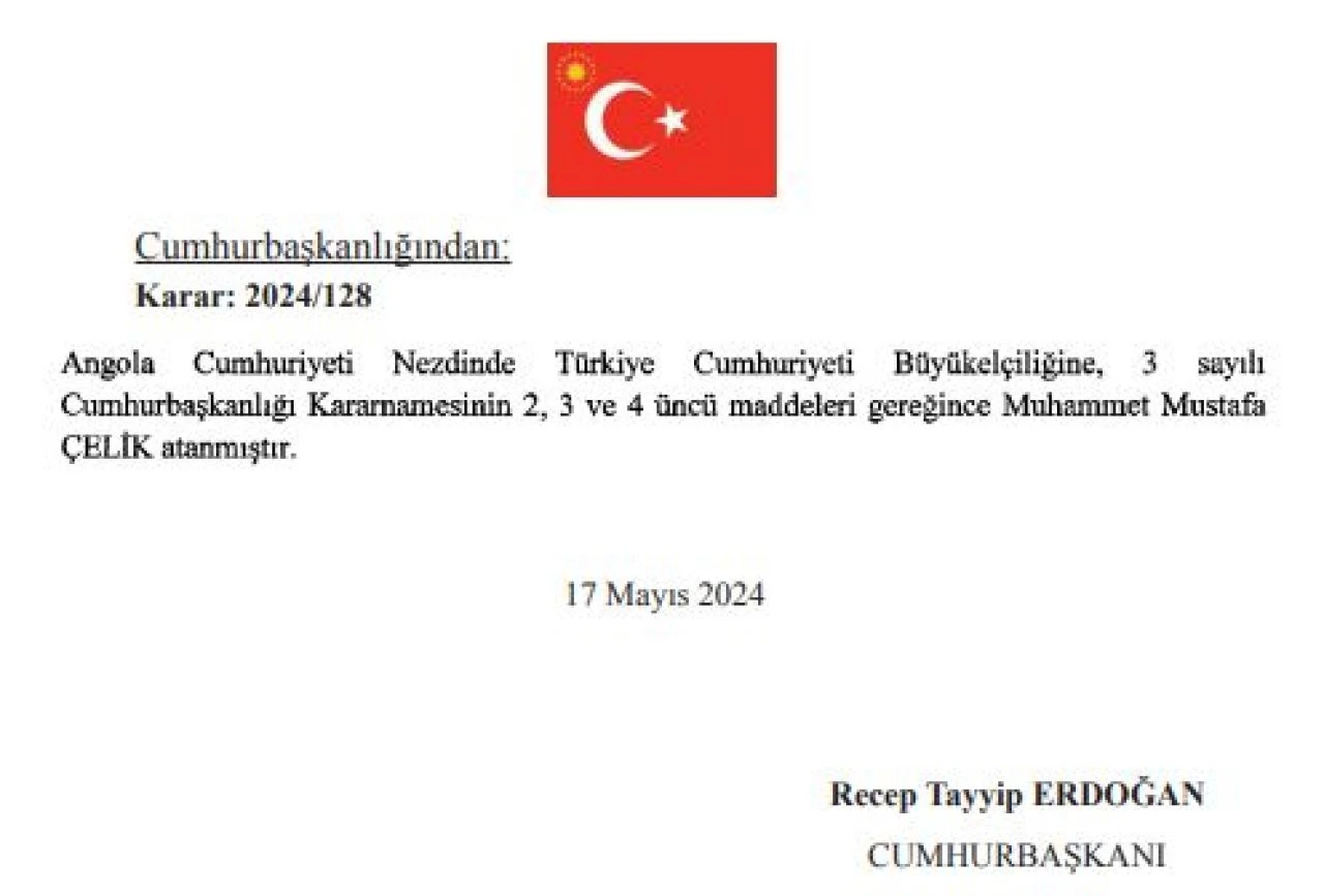 Angola'ya yeni büyükelçi! Atama ve görevden alma kararları Resmi Gazete'de yayımlandı