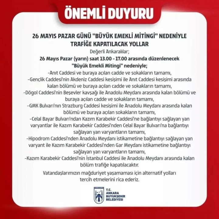 CHP Emekli Mitingi bugün saat 14.00'da Ankara Tandoğan Meydanı'nda yapılacak - 3. Resim
