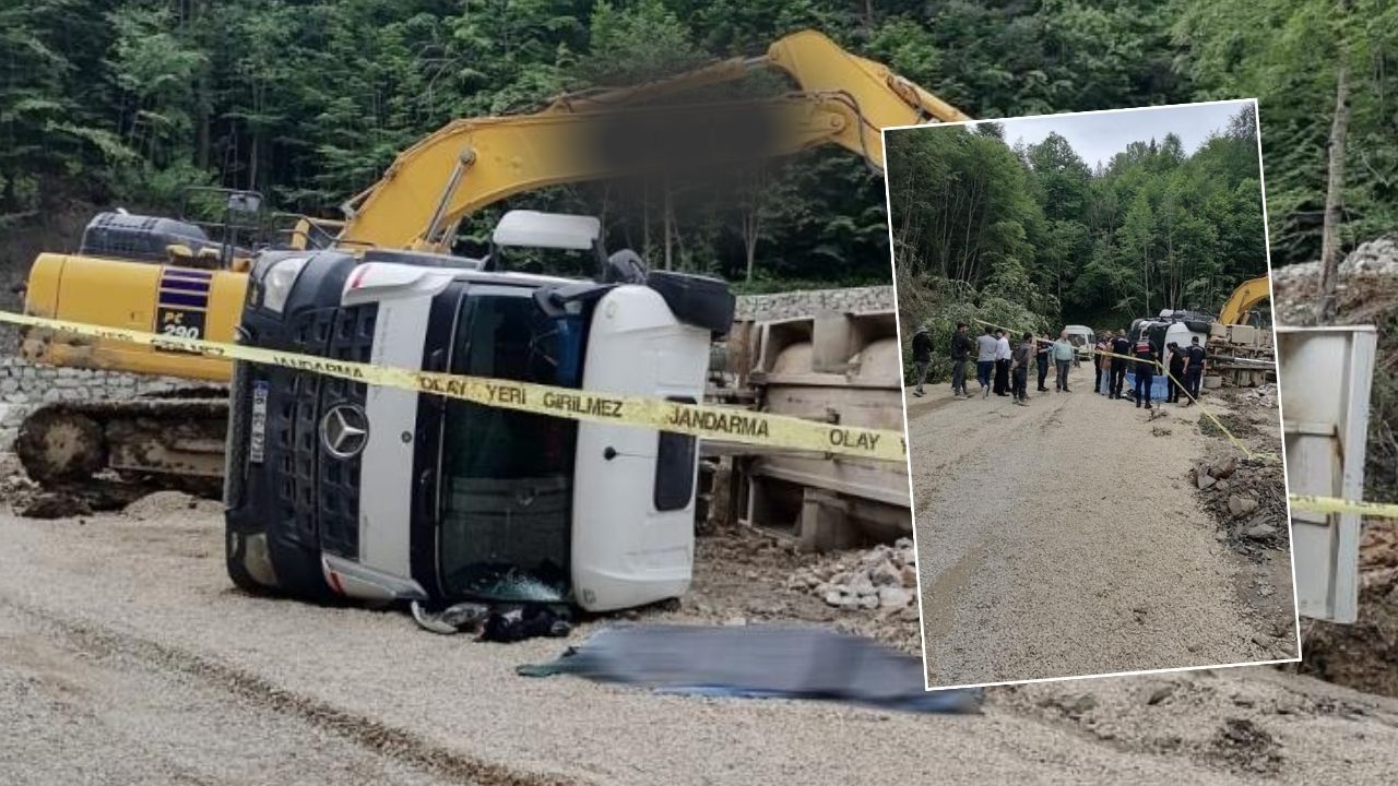 Taş yüklü kamyon devrildi: Feci şekilde öldü!