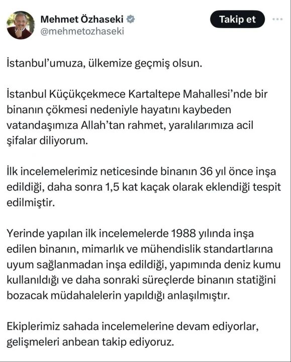 Küçükçekmece'de çöken binada ihmaller zinciri! Bakan Özhaseki ürküten detayı verdi - 2. Resim