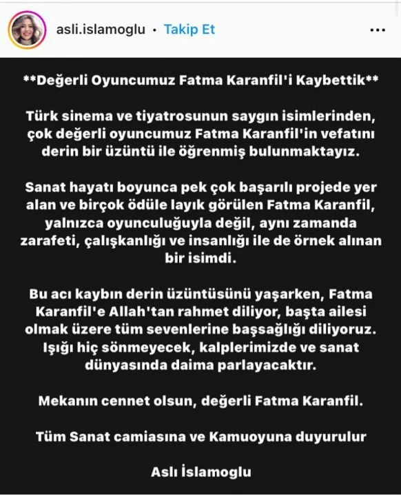 Aşk-ı Memnu'nun Şayeste'si Fatma Karanfil'den acı haber - 2. Resim