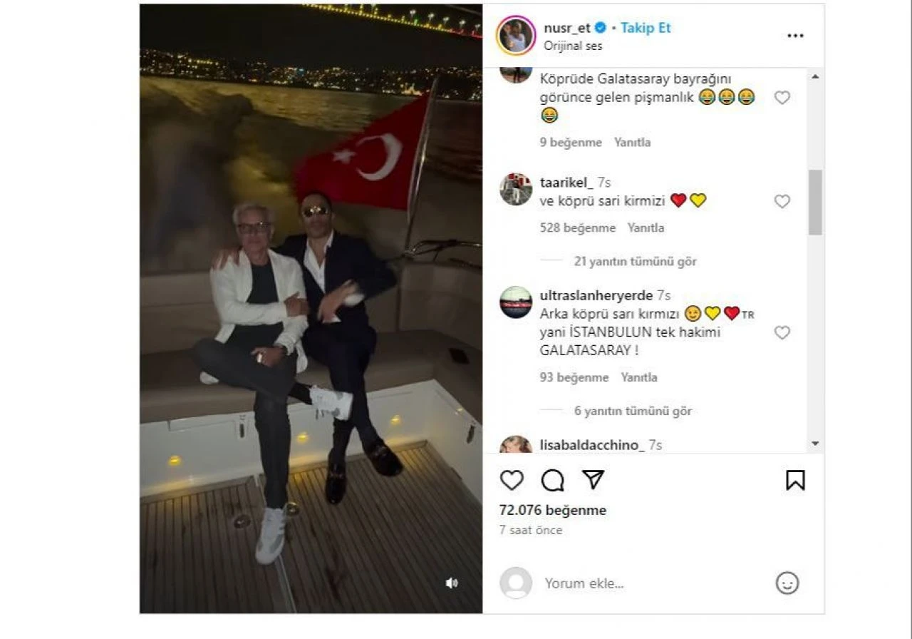 Nusret, milyonluk yatıyla Jose Mourinho ile boğaz turu yaptı! Paylaşıma yansıyan Galatasaray detayı - 2. Resim