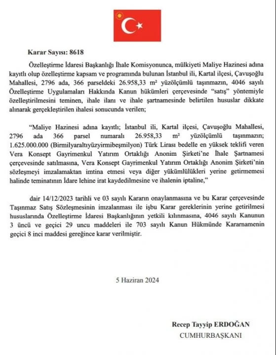 Cumhurbaşkanı Erdoğan'ın imzasıyla özelleştirme kararları Resmi Gazete'de yayımlandı - 2. Resim