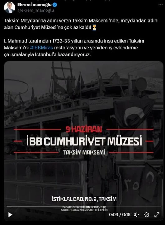 Taksim Maksemi İBB Cumhuriyet Müzesi 9 Haziran tarihinde açılacak - 1. Resim