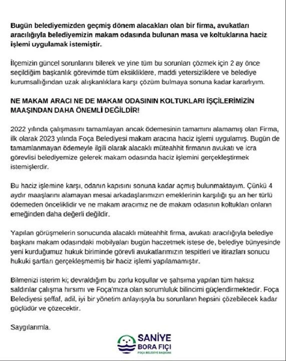 CHP'li Foça Belediyesi'ne haciz şoku: Başkanın makam koltuğu bile gitti - 2. Resim