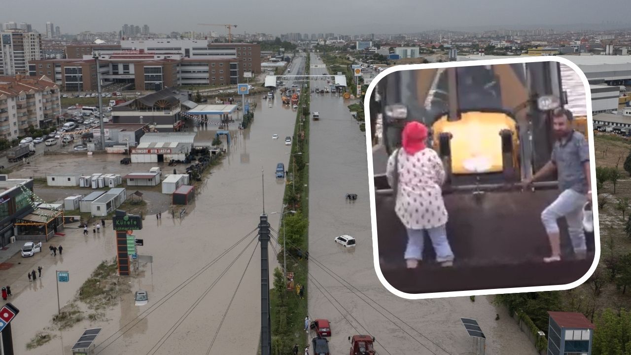Ankara'da sel felaketi: Mahsur kalan kadın kepçe ile kurtarıldı! - GÜNDEM