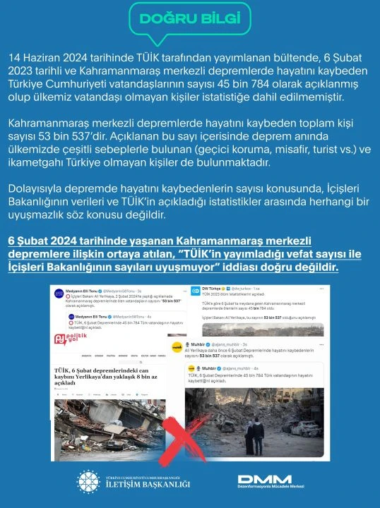 ''TÜİK'in yayımladığı vefat sayısı ile İçişleri Bakanlığı verileri uyuşmuyor'' iddiasına yalanlama - 1. Resim