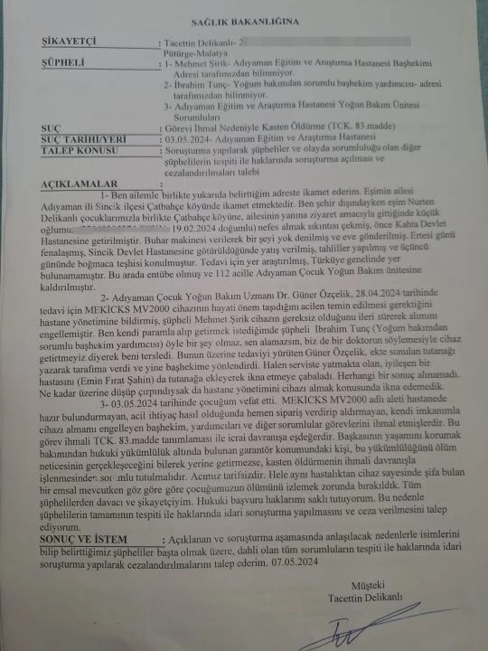 İki aylık bebeği ölüme sürüklediler! Hastane doktorun talebini umursamadı