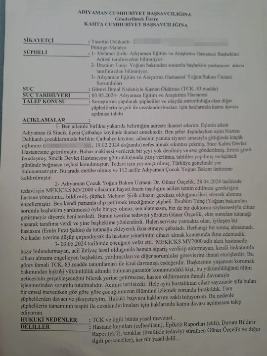 İki aylık bebeği ölüme sürüklediler! Hastane doktorun talebini umursamadı