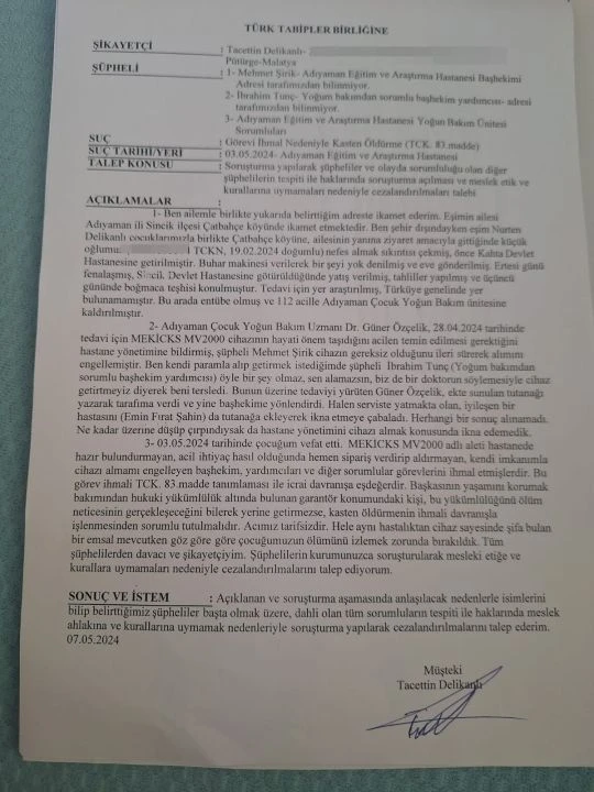 İki aylık bebeği ölüme sürüklediler! Hastane doktorun talebini umursamadı