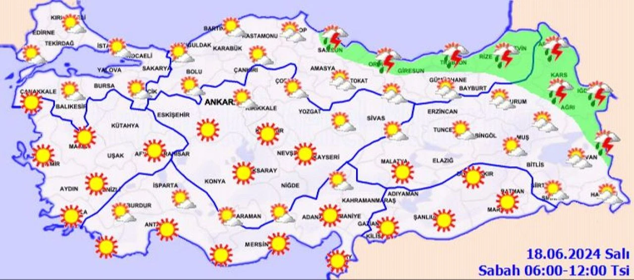 Meteoroloji, 18 Haziran hava durumu raporunu yayımladı... Güneş yakıyor ama yağmura dikkat!  - 1. Resim