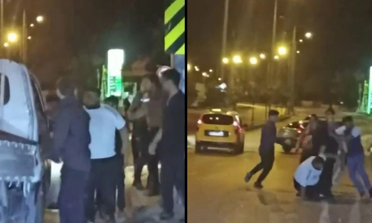 İki grup birbirine girdi, sokak ringe döndü: O anlar kamerada - 1. Resim