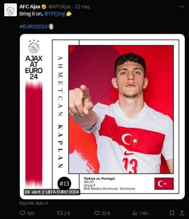 Euro 2024 Türkiye kadrosunda yer alan ve Ajax'ta forma giyen Ahmetcan Kaplan'ın istatistikleri - 2. Resim