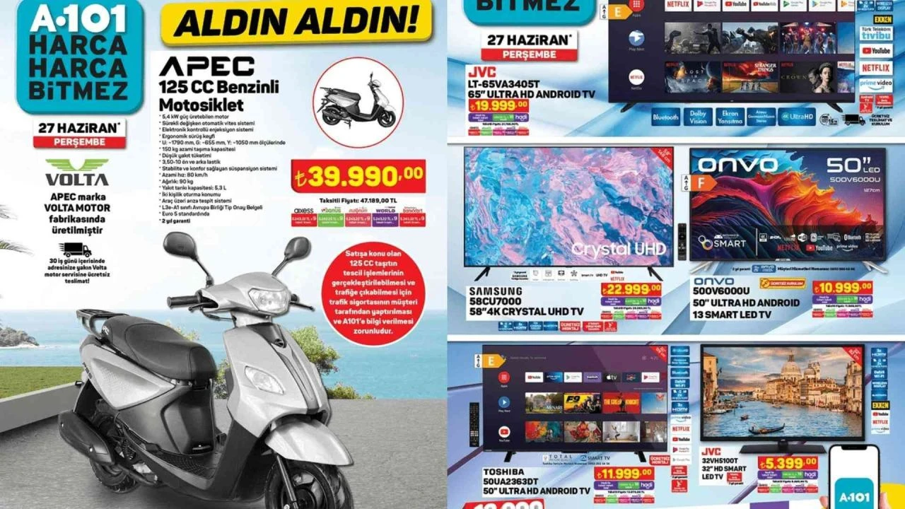 A101 aktüel 27 Haziran 2024 kataloğu! 125 CC benzinli motosiklet geliyor!