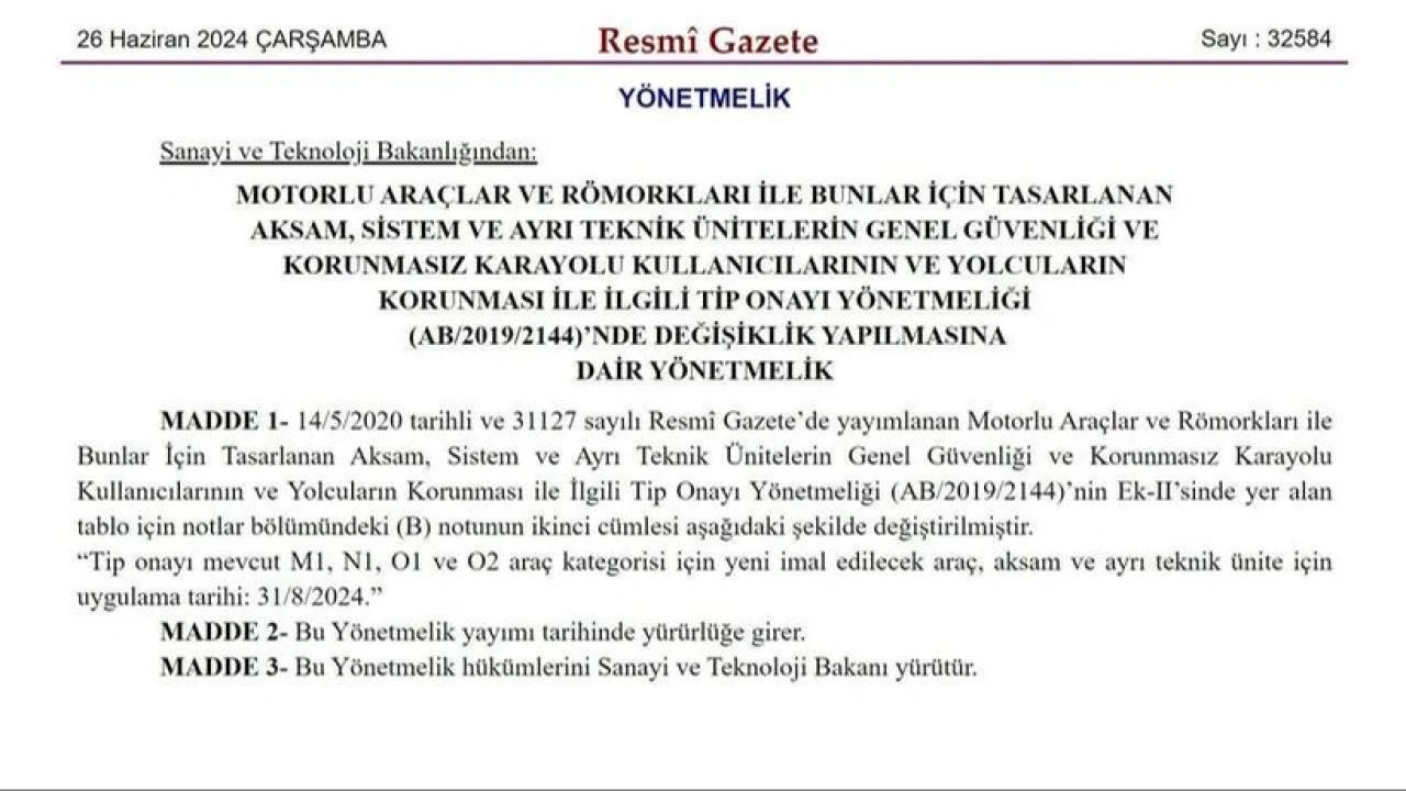 Sıfır araçta AB yönetmeliğine erteleme! Temmuz'da yürürlüğe girecekti! - 1. Resim