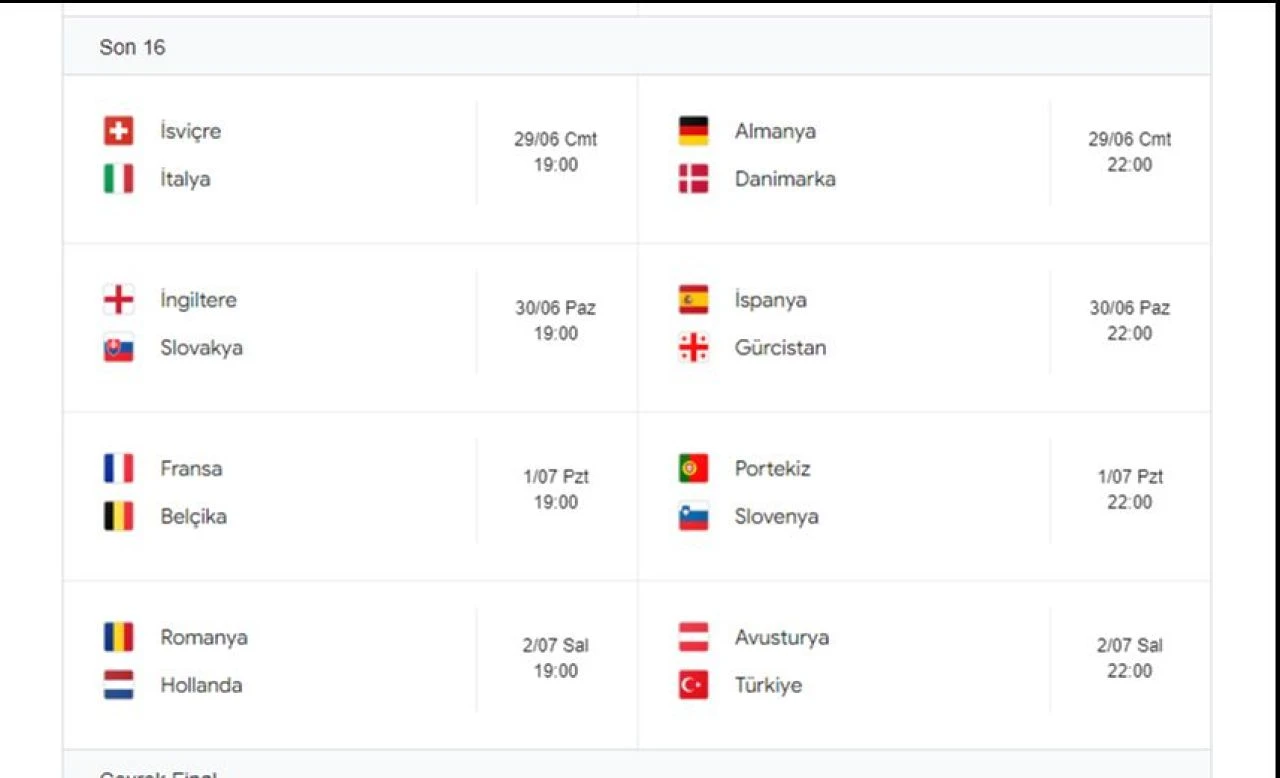 Bir sonraki Türkiye maçı 2 Temmuz saat 22.00'de Avusturya ile oynanacak - 2. Resim