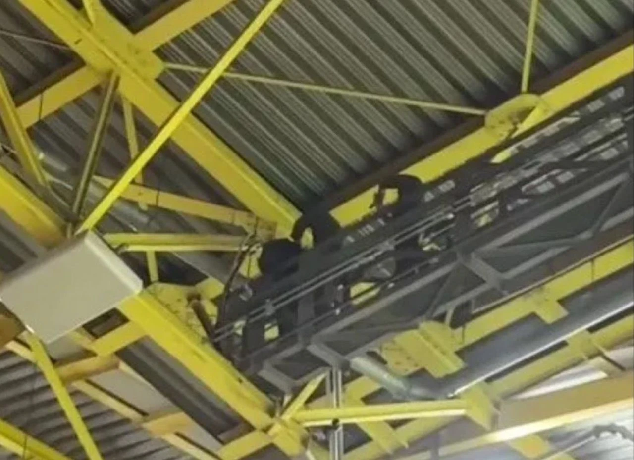 Futbolcular ve hakem şoke oldu! Maske takıp, stadyumun çatısına tırmandı