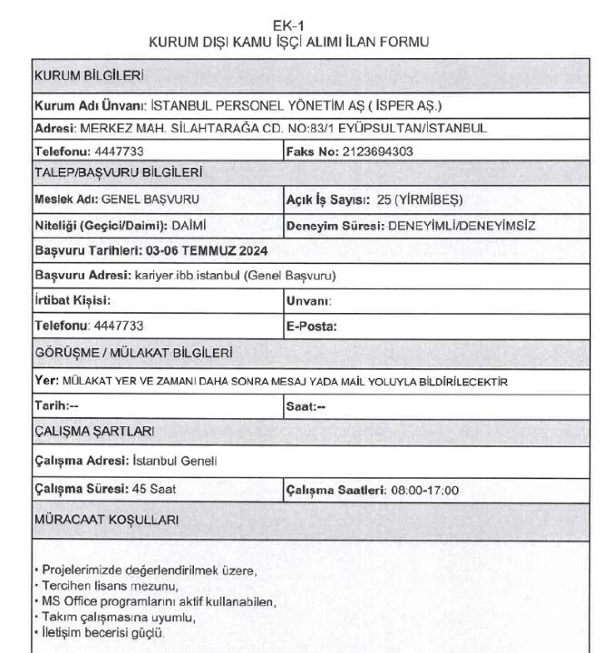 İBB personel alımı başladı 77 kontenjan var! Başvurular 3 gün sürecek