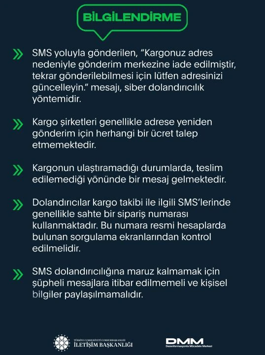 İletişim Başkanlığı'ndan kargo dolandırıcılarına karşı uyarı