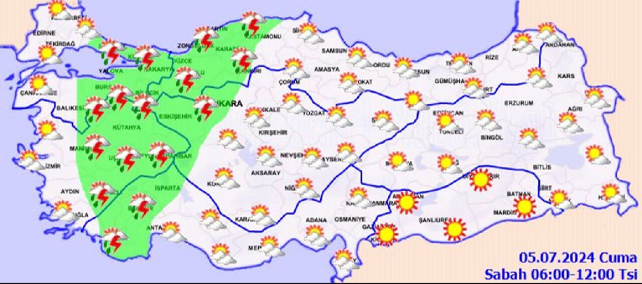 Meteoroloji 5 Temmuz hava durumu raporunu yayınladı: 14 ile sarı kod verildi! - 2. Resim