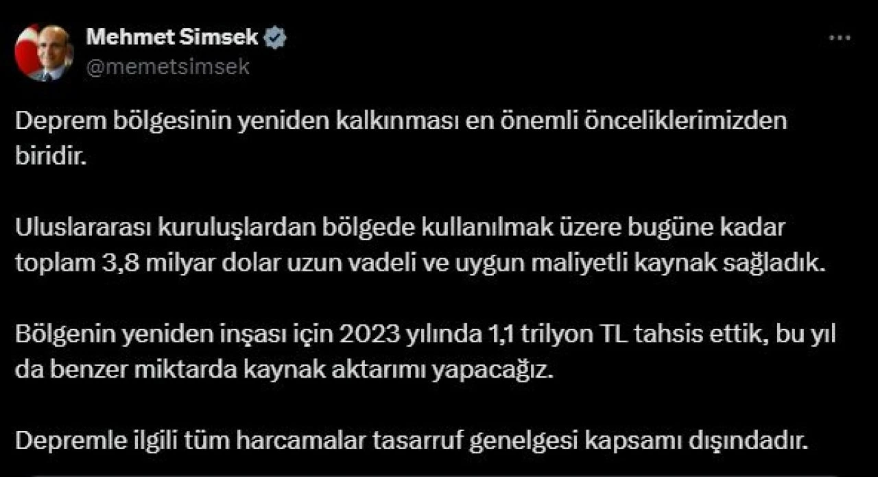 Bakan Mehmet Şimşek açıkladı! Avrupa Konseyi Kalkınma Bankası'ndan deprem bölgesine 250 milyon Euro'luk finansman desteği oldu