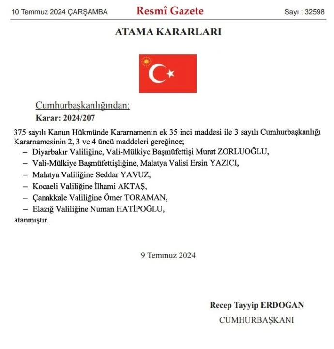 Cumhurbaşkanı Erdoğan 5 ile yeni vali atadı: Resmi Gazete'de yayımlandı - 1. Resim
