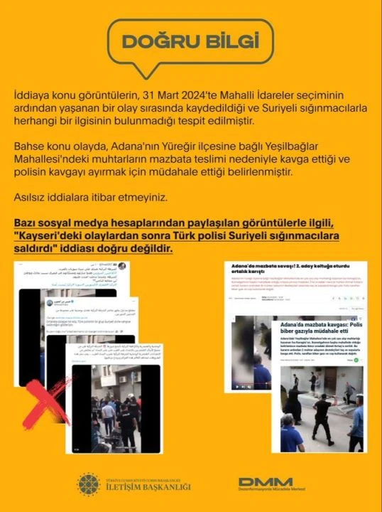 İletişim Başkanlığı'ndan 'Türk polisi Suriyelilere saldırdı' haberlerine yalanlama - 1. Resim