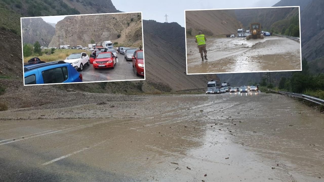 Erzurum-Artvin yolunda heyelan ve toprak kayması: Uzun kuyruklar oluştu!